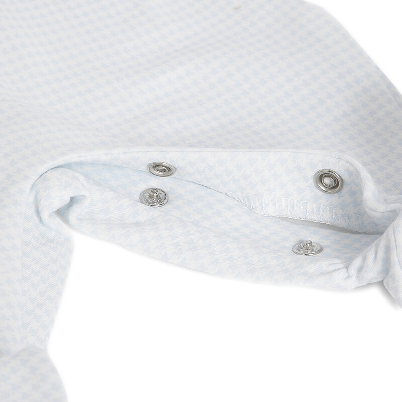 Boys White and Light Blue Applique Leg Opening Babysuit image number 3